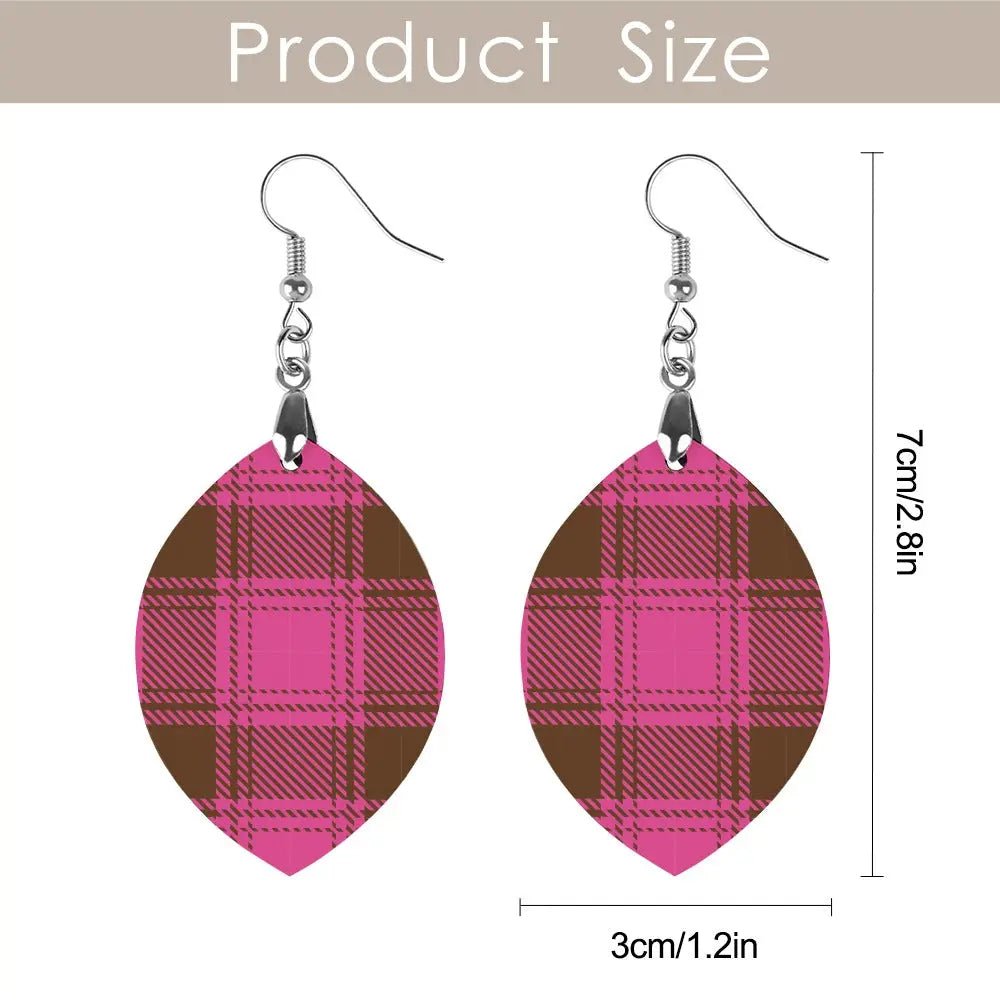Tartan Wooden Apricot Earring - Piryoung Shop