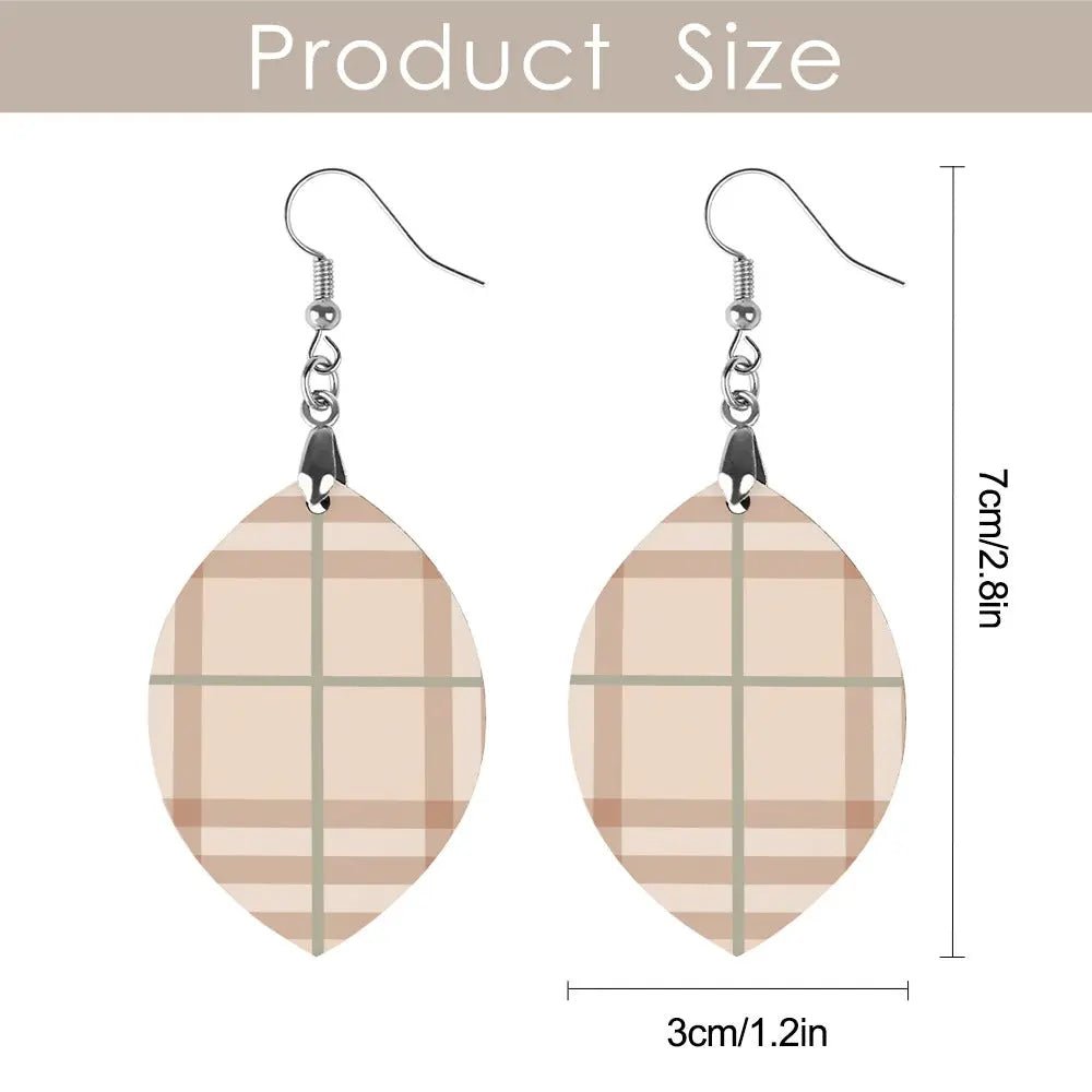 Tartan Wooden Apricot Earring - Piryoung Shop