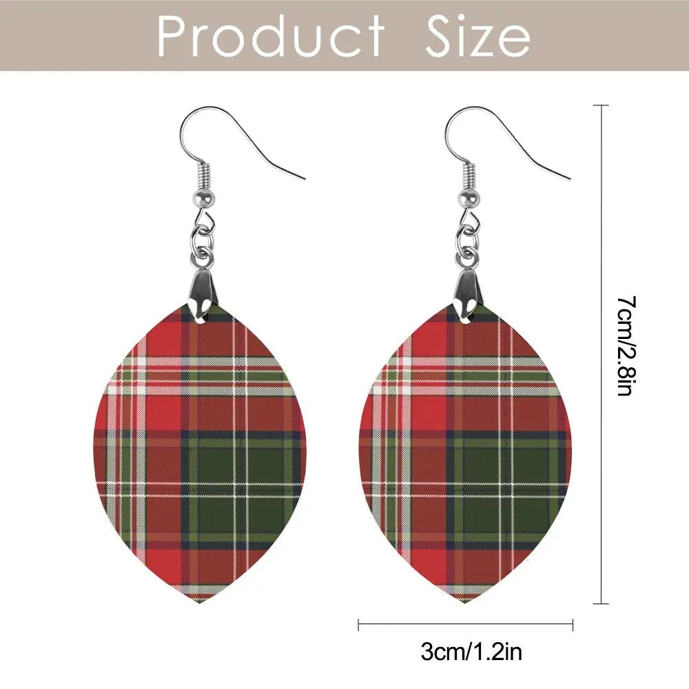 Tartan Wooden Apricot Earring - Piryoung Shop