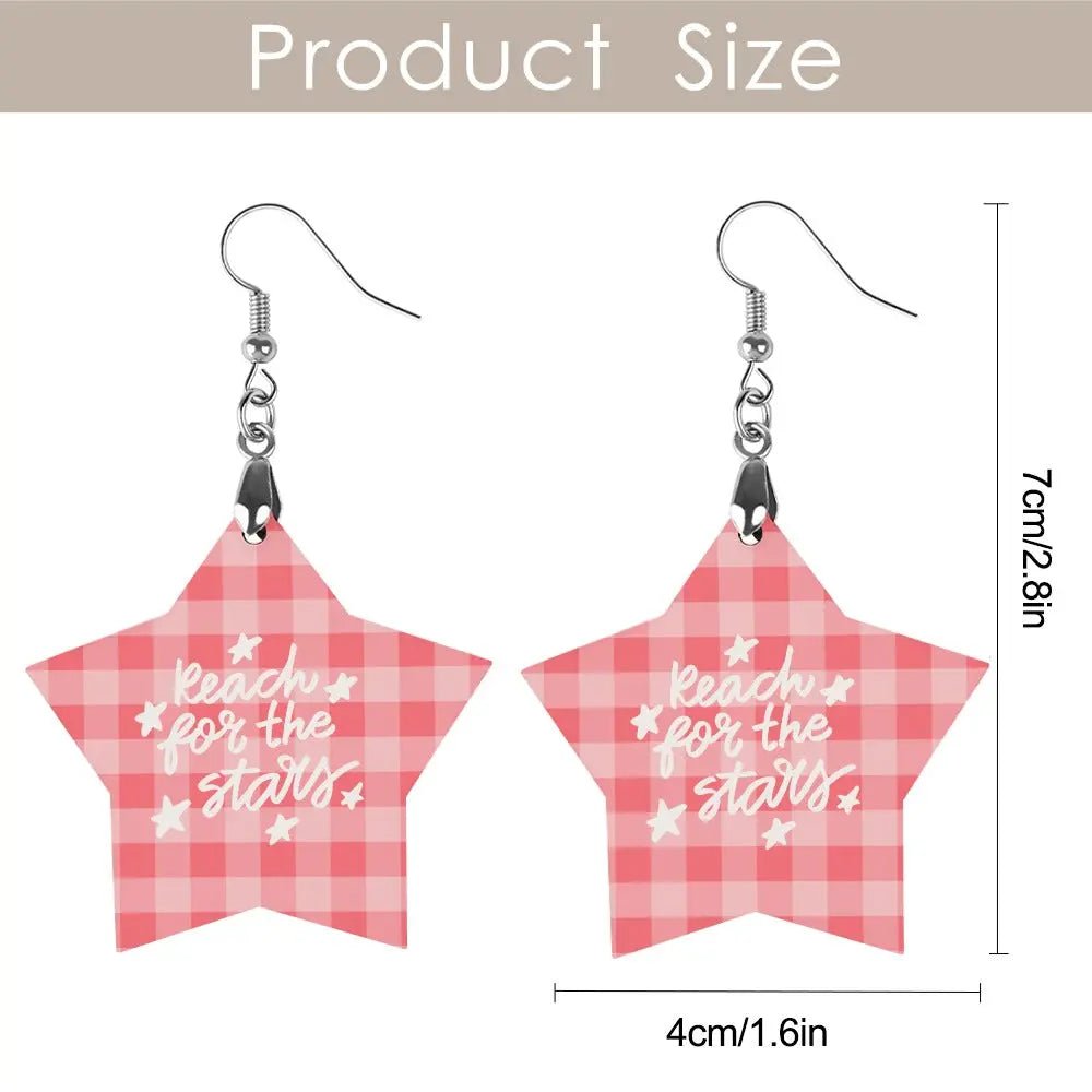 Tartan Wooden Star Earring - Piryoung Shop