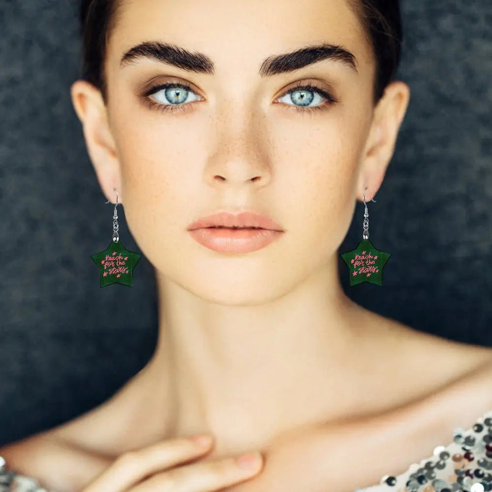 Tartan Wooden Star Earring - Piryoung Shop