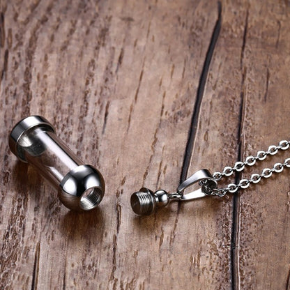 Clear Glass Tube Wishing Bottle Lucky Pendant Necklace