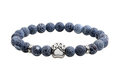Natural Stone Dogs & Cat Paw Lava Beads Bracelet
