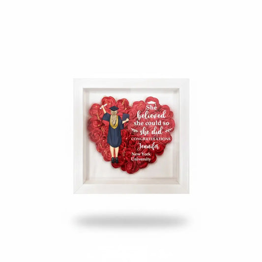 Graduation Gift, Gift For Friends - Personalized Flower Shadow Box