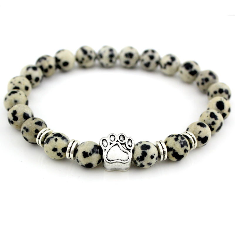 Natural Stone Dogs & Cat Paw Lava Beads Bracelet