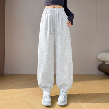 Sports Sweatpants High Waist Slimming Cuffed