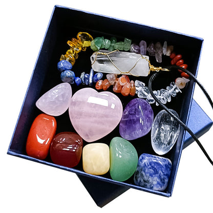 11Pcs Set Natural Healing Crystal Stone Chakras Bracelet