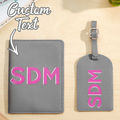 Personalized Shadow Monogram Passport Holder And Luggage Tag Set
