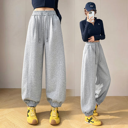Sports Sweatpants High Waist Slimming Cuffed