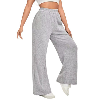 Solid Color High Waisted Wide Leg Pants