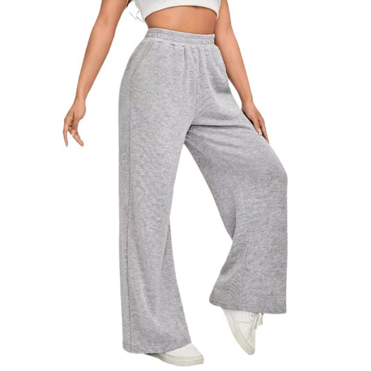 Solid Color High Waisted Wide Leg Pants