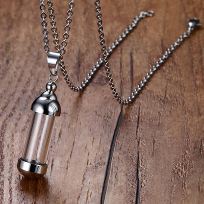 Clear Glass Tube Wishing Bottle Lucky Pendant Necklace