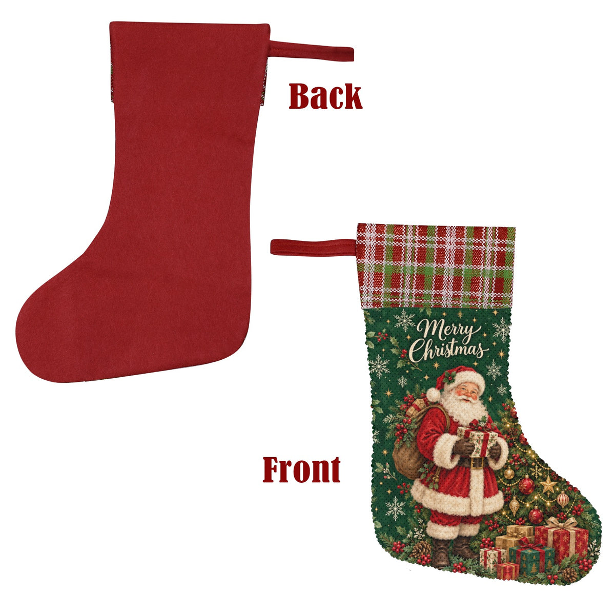 Merry Christmas Reversible Sequin Stocking
