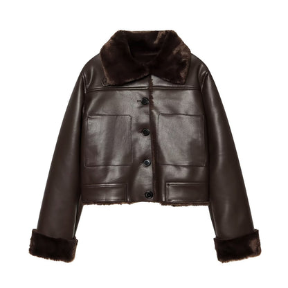 Casual Fur Collar Faux Winter Jacket