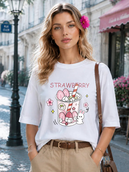 Rabbit Pattern Loose Short Sleeved Tee
