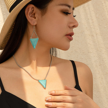 Natural Stone Coconut Tree Necklace and Earing