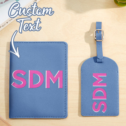 Personalized Shadow Monogram Passport Holder And Luggage Tag Set