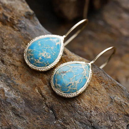 Natural Stone Teardrop Shape Earrings