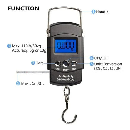 50kg/10g Mini Scale Electronic For Fishing Luggage Travel Weighting Steelyard Portable Digital Kitchen Scales