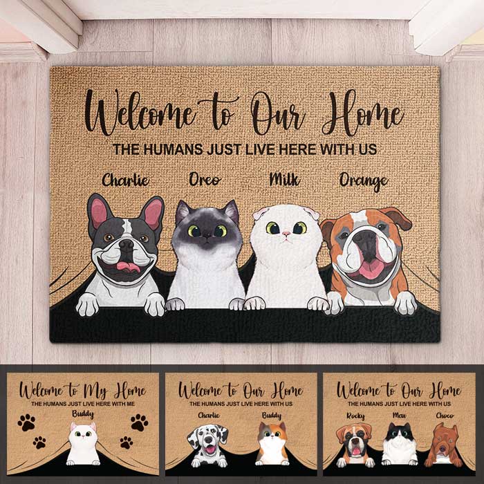 Personalized Welcome to Our Home Pet Doormat, Custom Pet Portraits