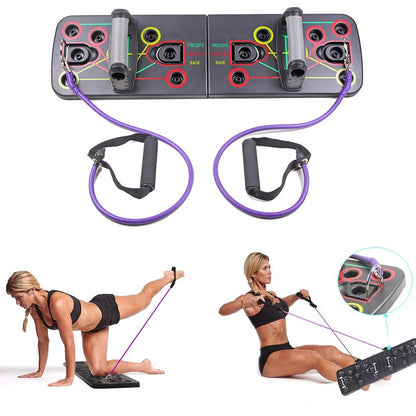 9-in-1 Color-Coded Push Up Board with Resistance Bands