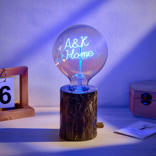Custom A&K Home Vintage Edison LED Filament Bulb with Wooden Base, Warm Yellow Light, Decorative Lamp