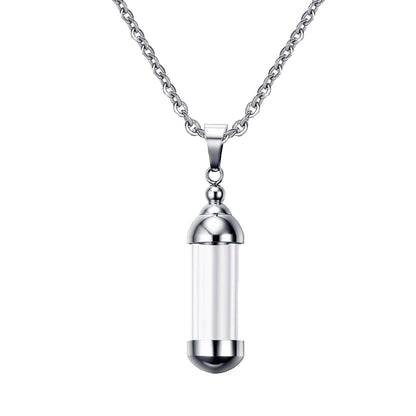 Clear Glass Tube Wishing Bottle Lucky Pendant Necklace