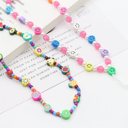 Mobile Phone Chain Color Mix And Match Fruit Smiley Beaded Letters