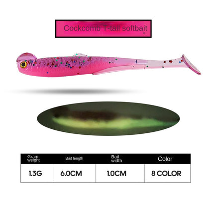 Artificial Bait Rooster Tail Soft Bait 6cm 1.3g Dual-Color Soft Fish