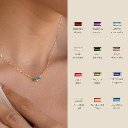 Natural Birth Stone Necklace - Twelve Months