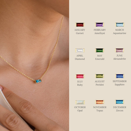 Natural Birth Stone Necklace - Twelve Months