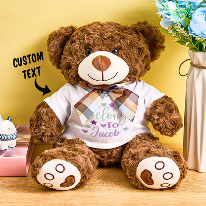 Personalized Brown Bear Plush Toy with Custom Text Baby Shower Gift