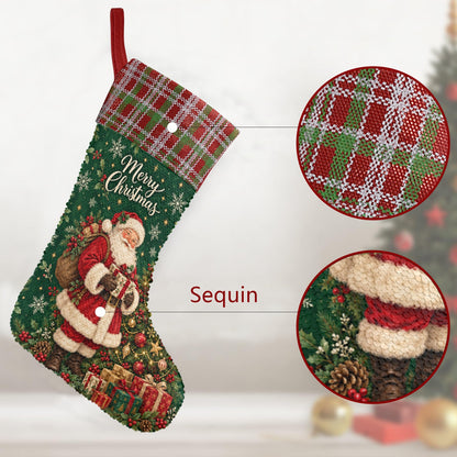 Merry Christmas Reversible Sequin Stocking