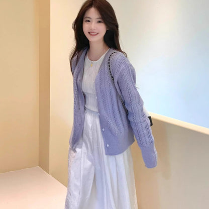 Knit Cardigan Thin Outerwear Sweater