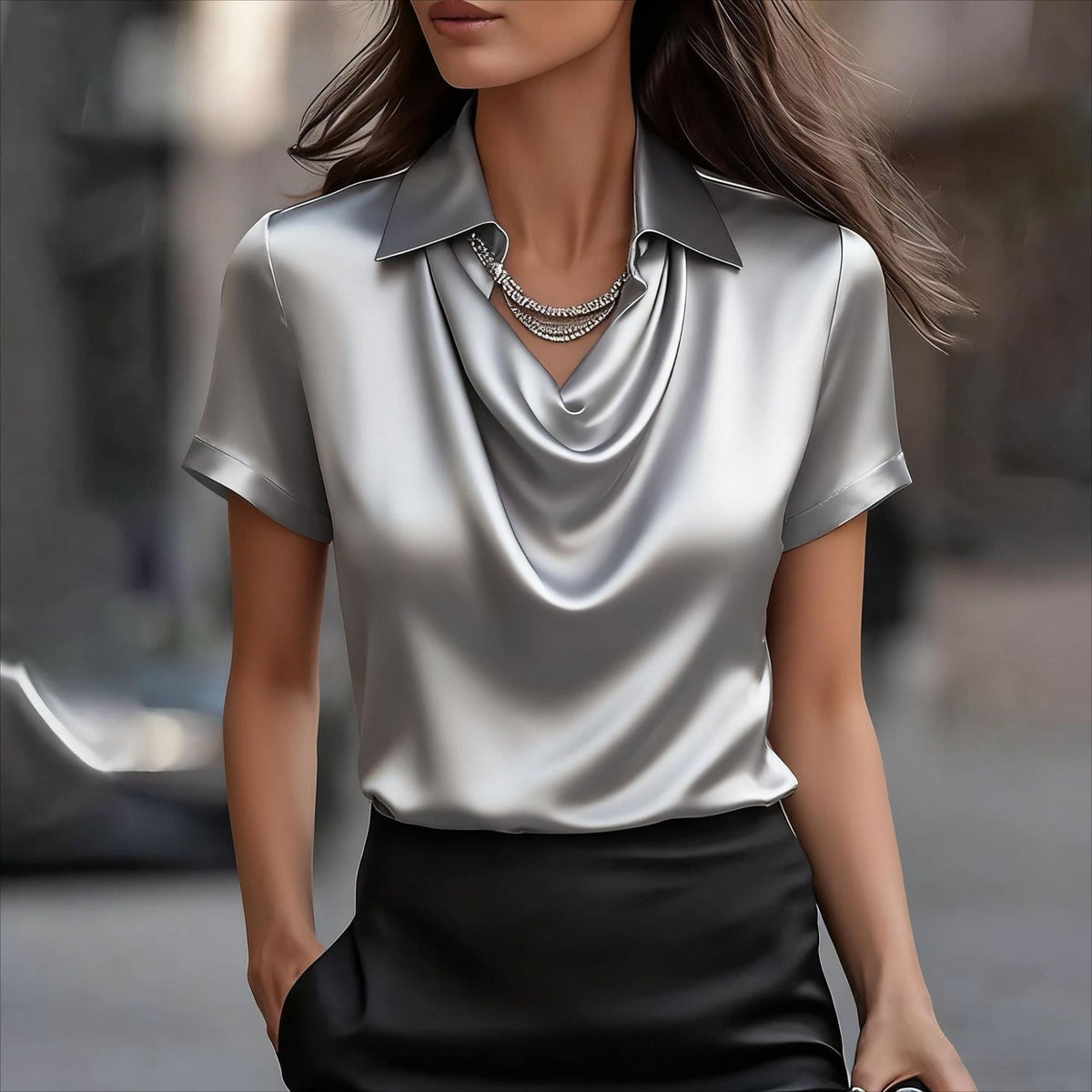Long sleeved Lapel Top