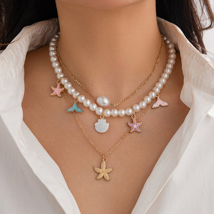 Natural Stone Baroque Beaded Shell Ocean