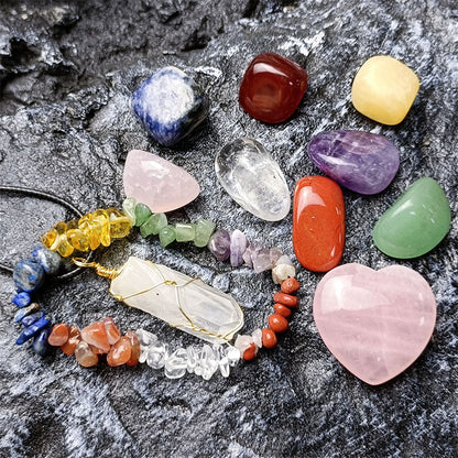 11Pcs Set Natural Healing Crystal Stone Chakras Bracelet