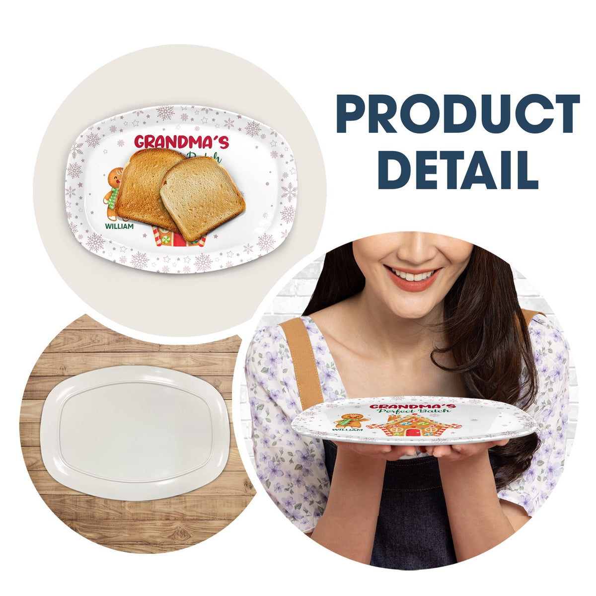 Grandma's Perfect Batch platter product detail, BPA-Free plastic, Christmas gift idea