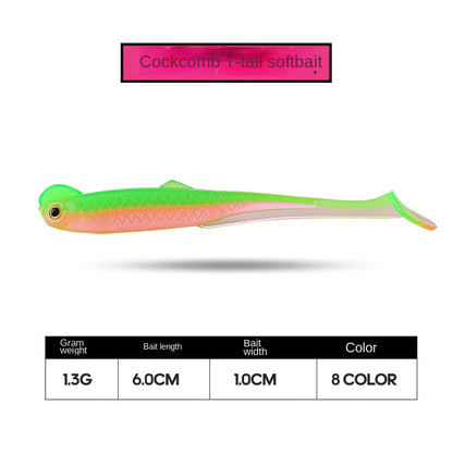 Artificial Bait Rooster Tail Soft Bait 6cm 1.3g Dual-Color Soft Fish