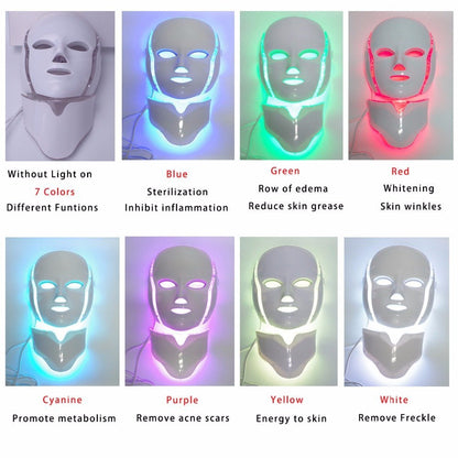7-Color LED Face And Neck Light Therapy Mask