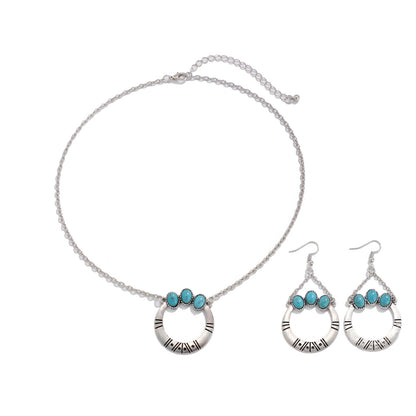 Natural Stone Coconut Tree Necklace and Earing