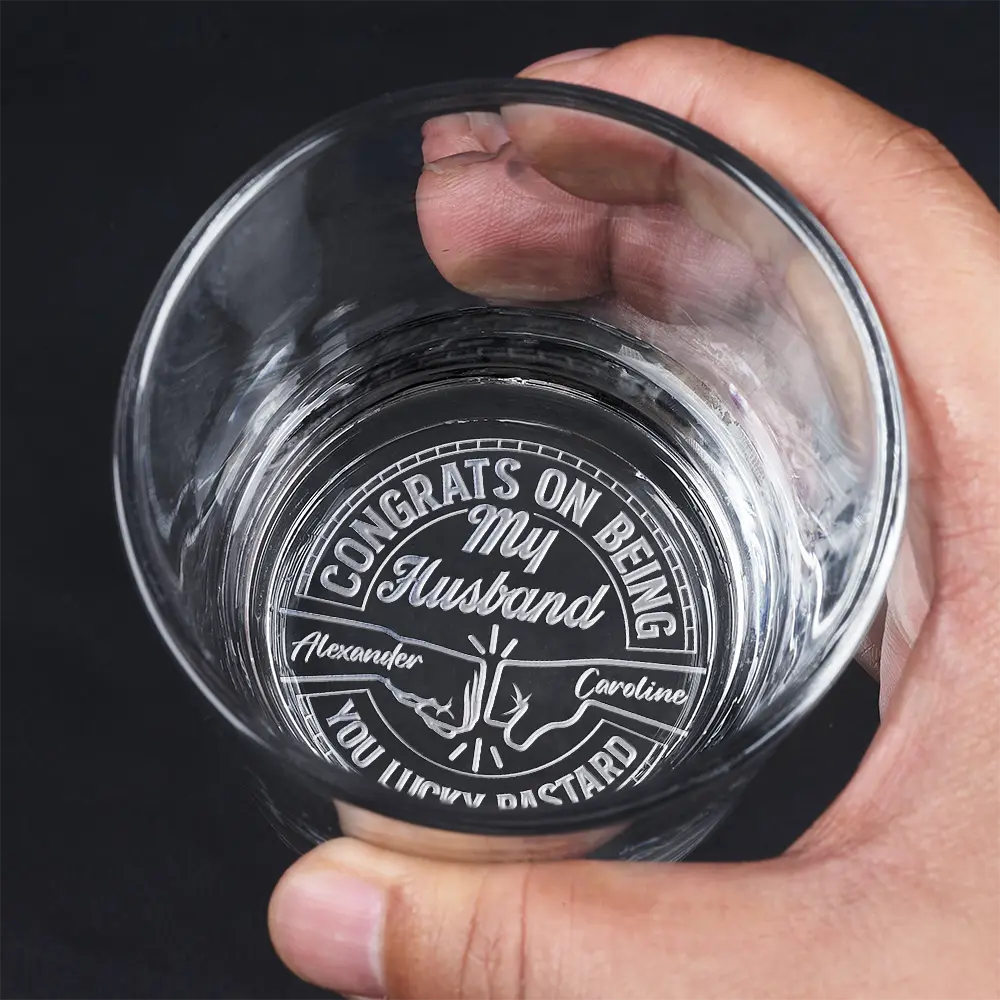 Personalized whiskey glass with 'Congrats on being my brother' engraving, perfect gift for brother.