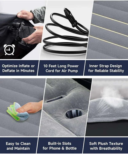 SUV Camping Air Mattress with Electric Pump – Grey