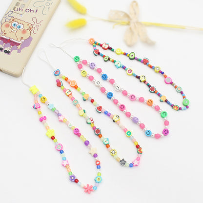 Mobile Phone Chain Color Mix And Match Fruit Smiley Beaded Letters