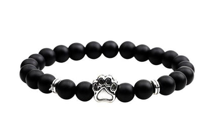Natural Stone Dogs & Cat Paw Lava Beads Bracelet