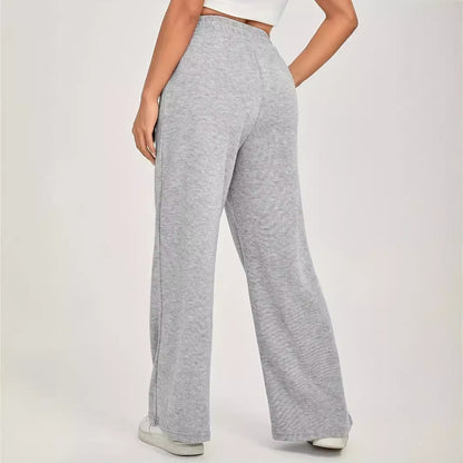 Solid Color High Waisted Wide Leg Pants