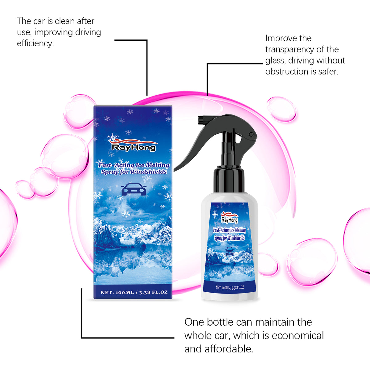 Car Windshield Defogging And Deicing Quick Snow Melt Spray