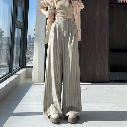 Striped Wide-Leg Casual Pants