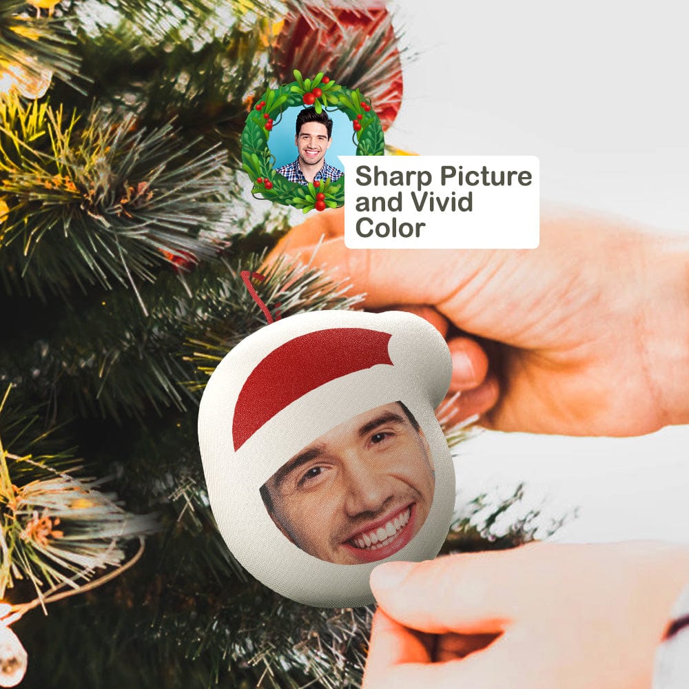 Custom Santa hat Christmas ornament, polyester material, perfect Christmas gift