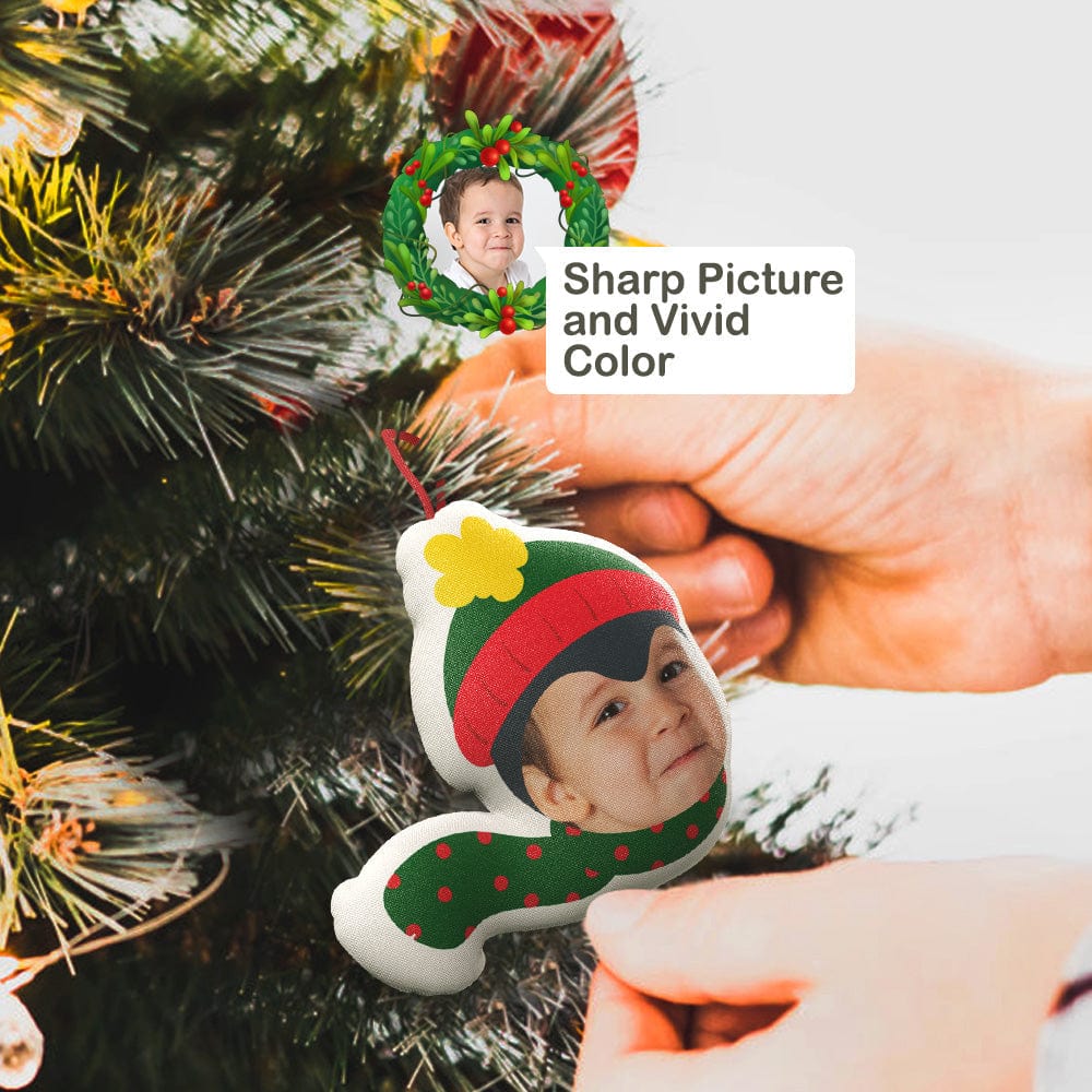 Custom Christmas Elf Ornament with a face, polyester material, perfect Christmas gift